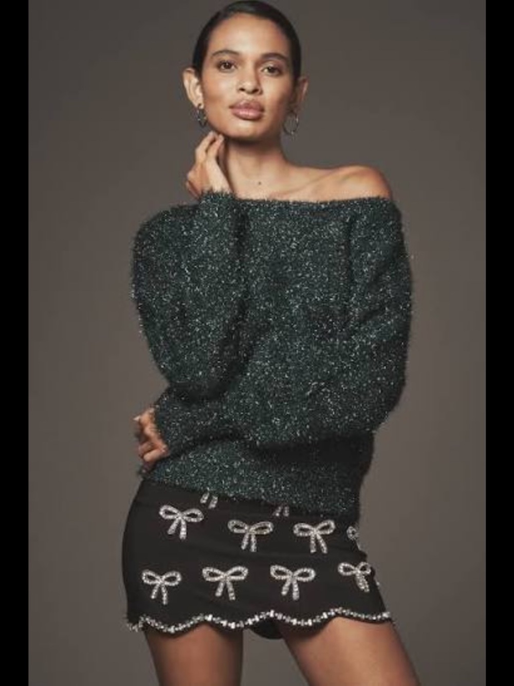 NWT Anthropologie Long-Sleeve Boatneck Tinsel Sweater